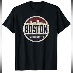 New Vintage Look Boston Massachusetts Souvenir Retro Graphic Shirt XL Cityscape